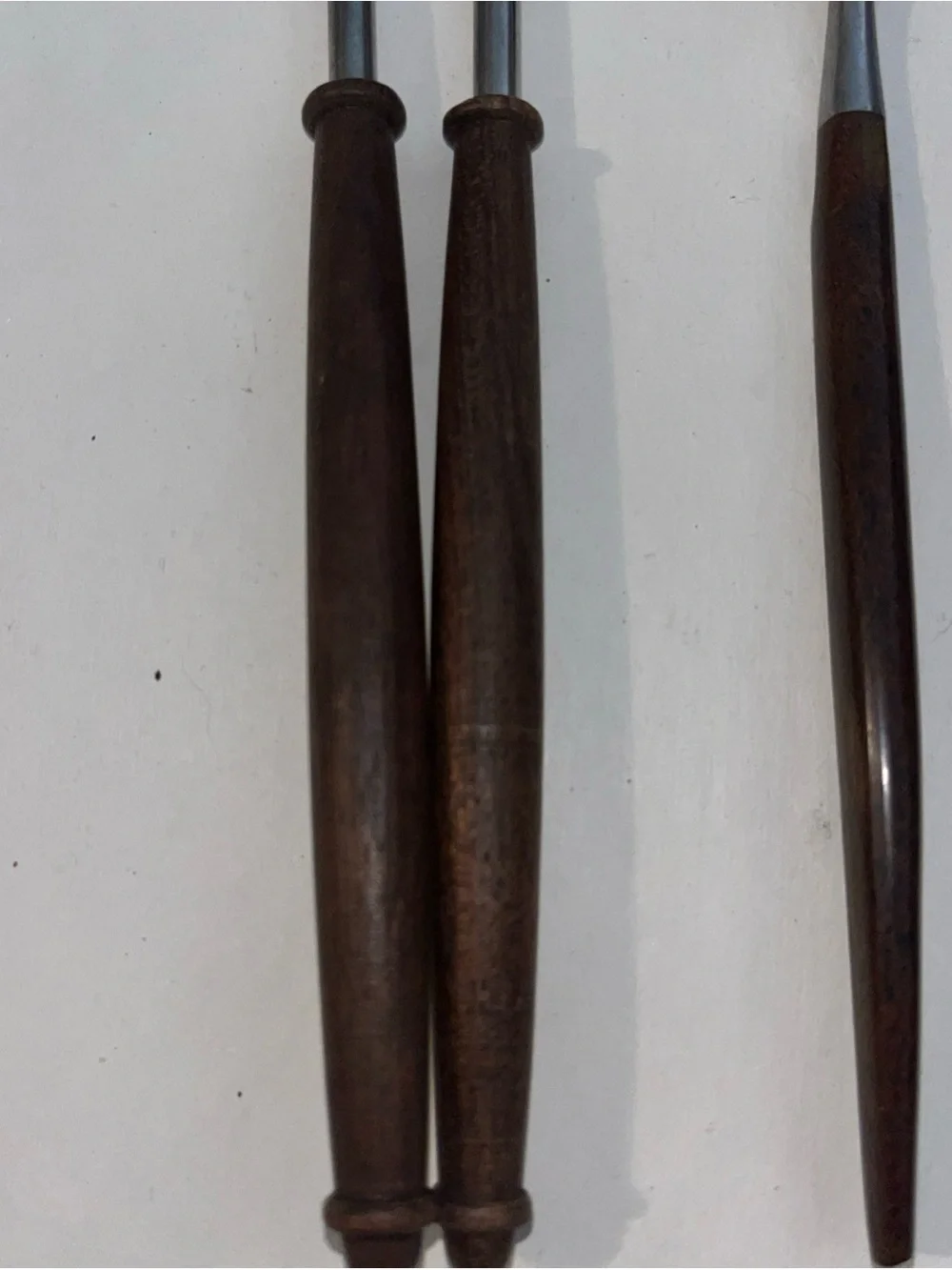 Vtg Ekco Eterna Canoe Muffin Japan Forged Stainless & Wood Flatware - 4 Pc Lot